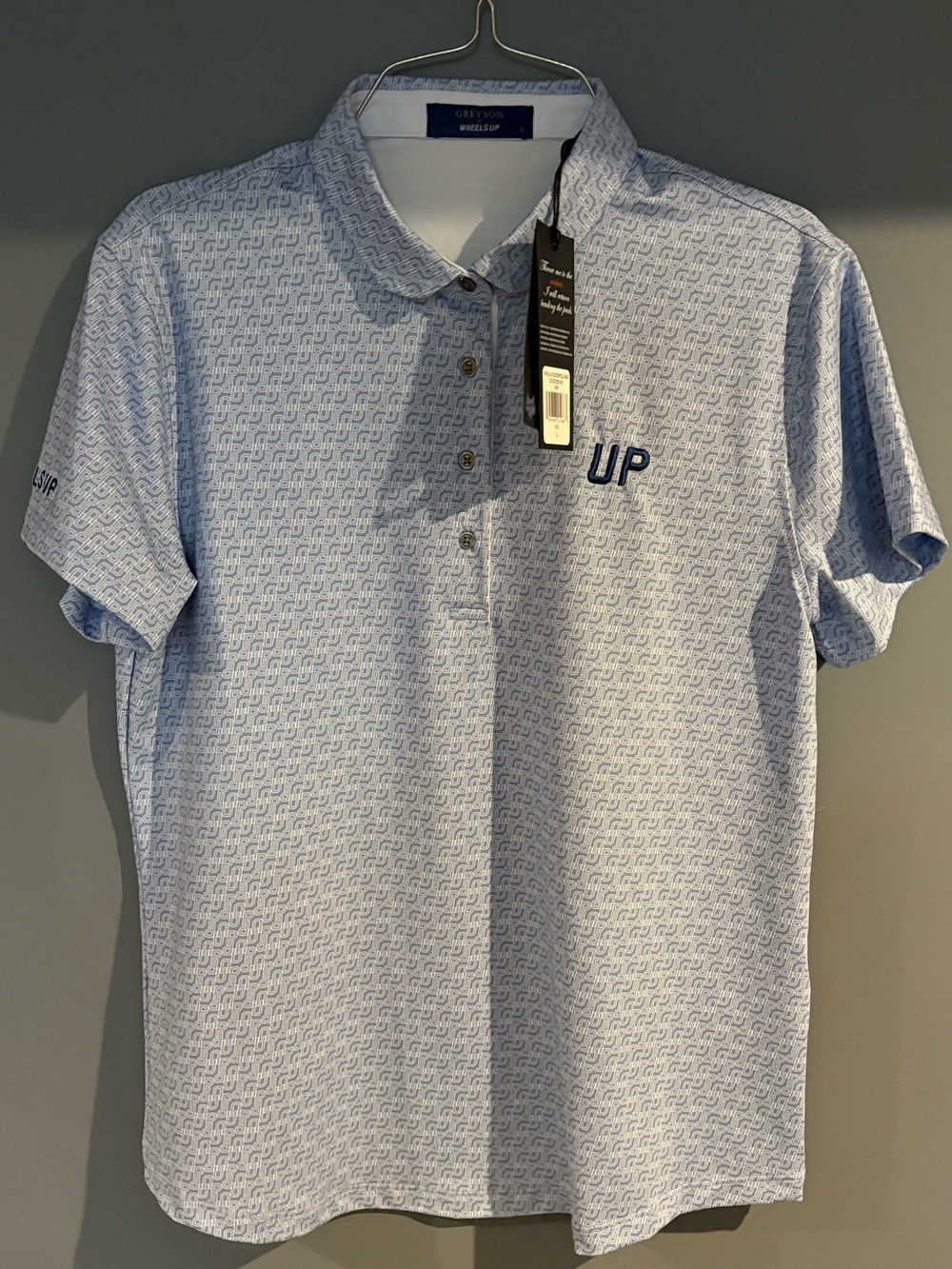 NWT Greyson x Wheels Up Women’s Polo Shirt Size Large Golf Attire Blue